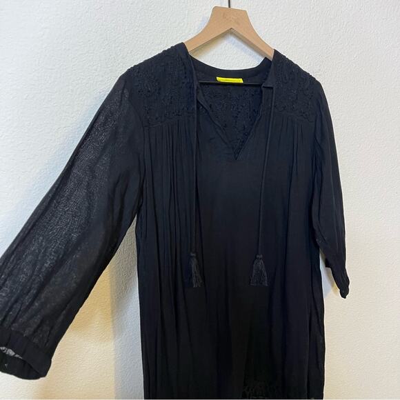 Roberta Roller Rabbit Lucknow Serafina Tunic Black Tassel Swim Cover Up Size M - Picture 7 of 8